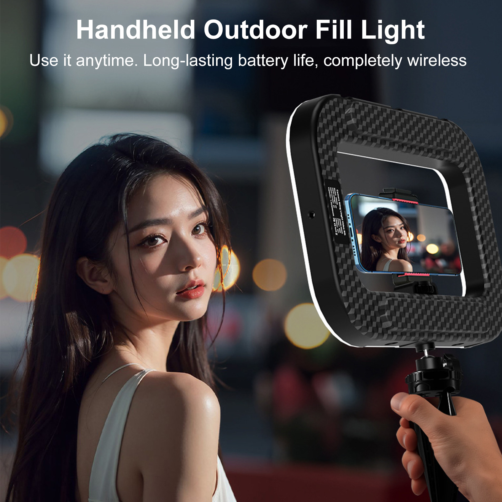 Photography Lighting Handheld - Luce Ricaricabile per Cellulare con Stabilizzatore
