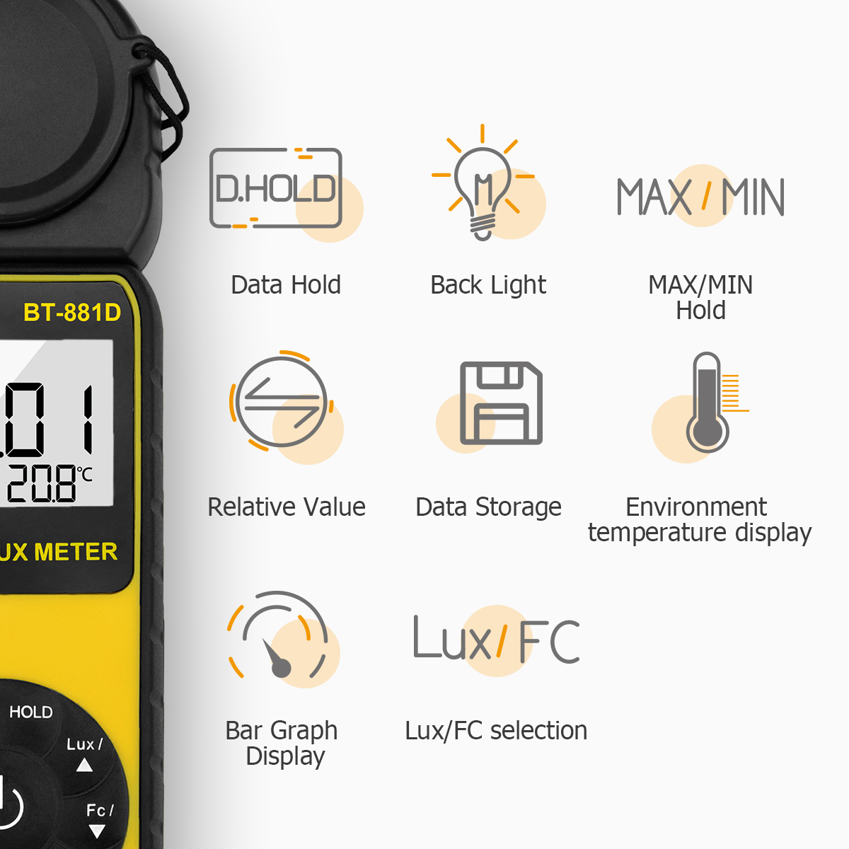 Photography Lighting Meter - Luxmetro Digitale 400.000 Lux, Misuratore di