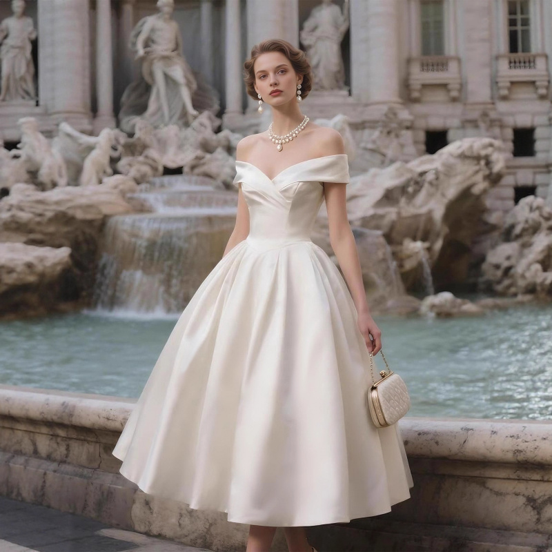 Photography Lighting Style - Abito da sposa bianco senza spalline,